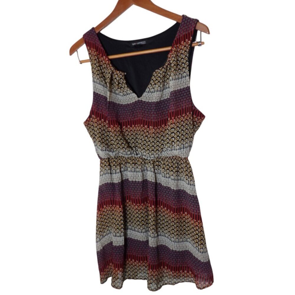 Women's Plus 1X Patterned Dress Cinch Waist‎ Sleeveless Red White Love Cameron